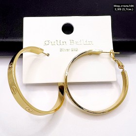 Сережки мед.сталь14К 10651 ( 3.7 см.)